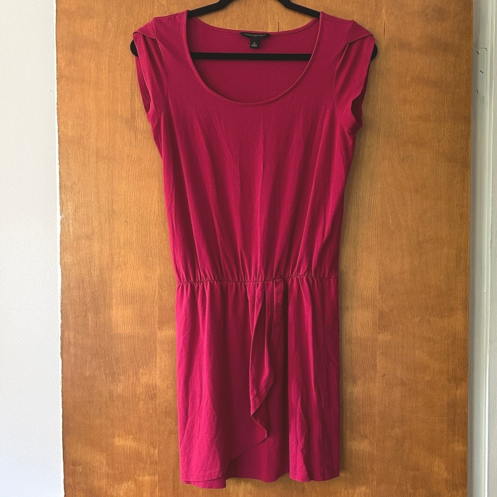 Banana Republic Magenta Pink Faux Wrap T-Shirt Mini Dress‎ XS Barbiecore Preppy